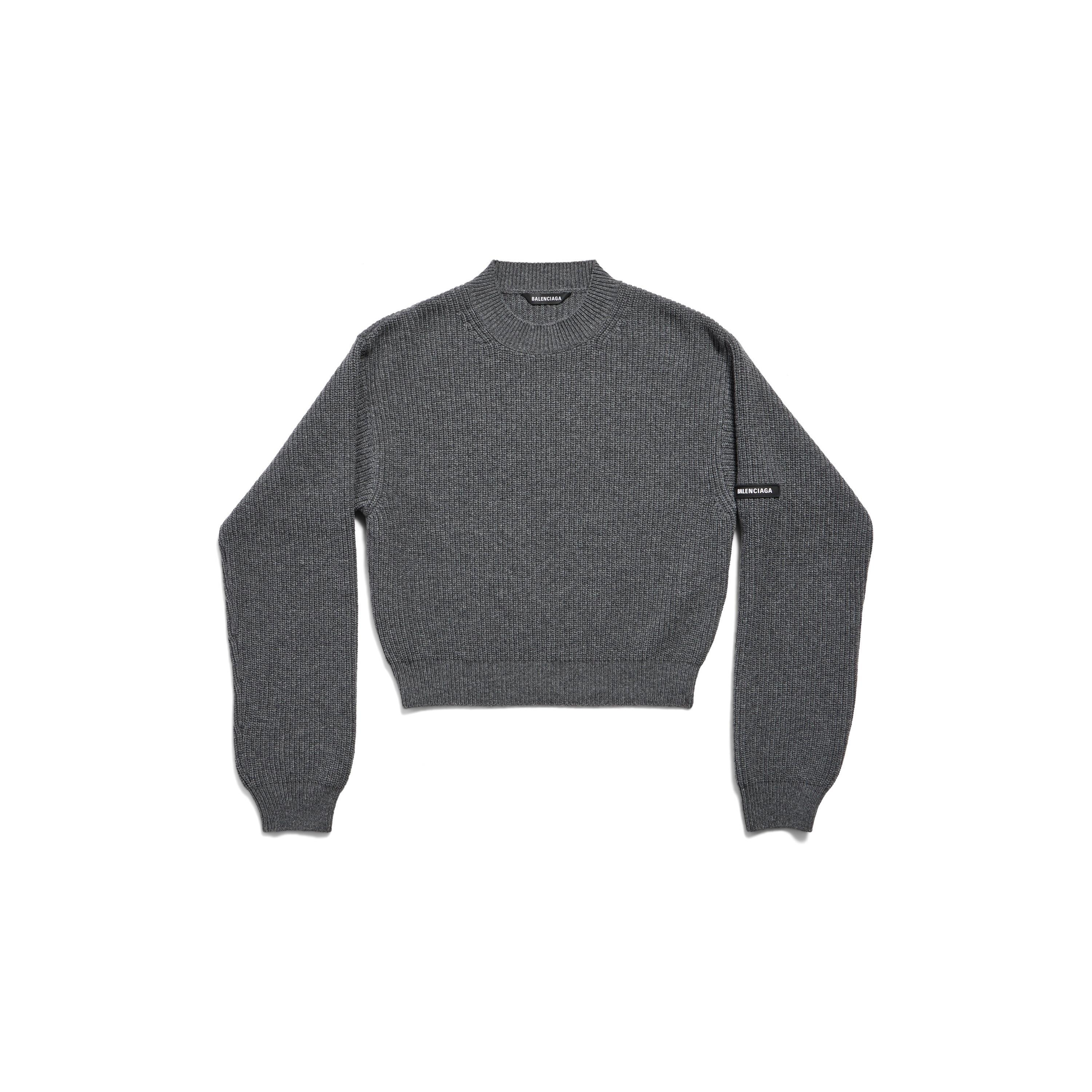 Women's Patch Cropped Sweater in Grey Product Image