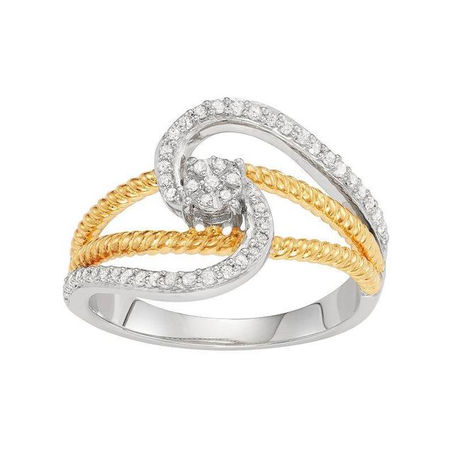 14k Gold Over Silver 1/4 Carat T.W. Diamond Swirl Ring, Womens White Product Image