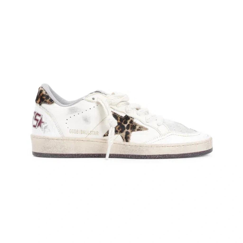 White And Beige Ball Star Ovine Leather Sneakers In White/beige/beige Brown Leo Product Image