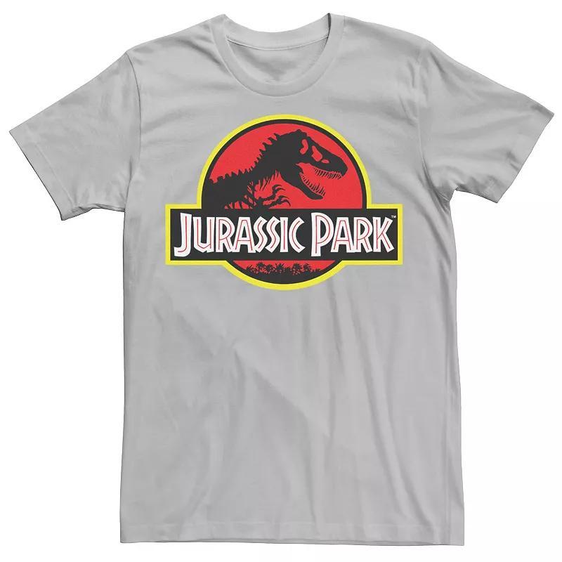 Mens Jurassic Park Red & Yellow Outline Logo Graphic Tee Med Green Product Image