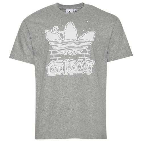 adidas Originals adidas Originals Graphic Wall T-Shirt - Mens Grey Product Image