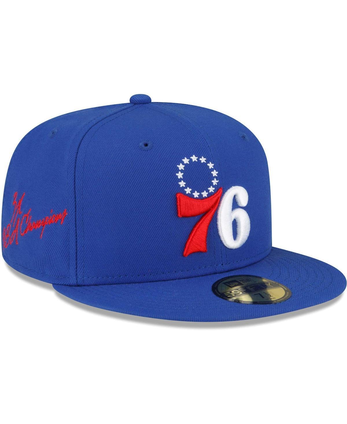 Mens New Era Royal Philadelphia 76ers 3x Nba Finals Champions Dual-Tone Logo 59FIFTY Fitted Hat Product Image