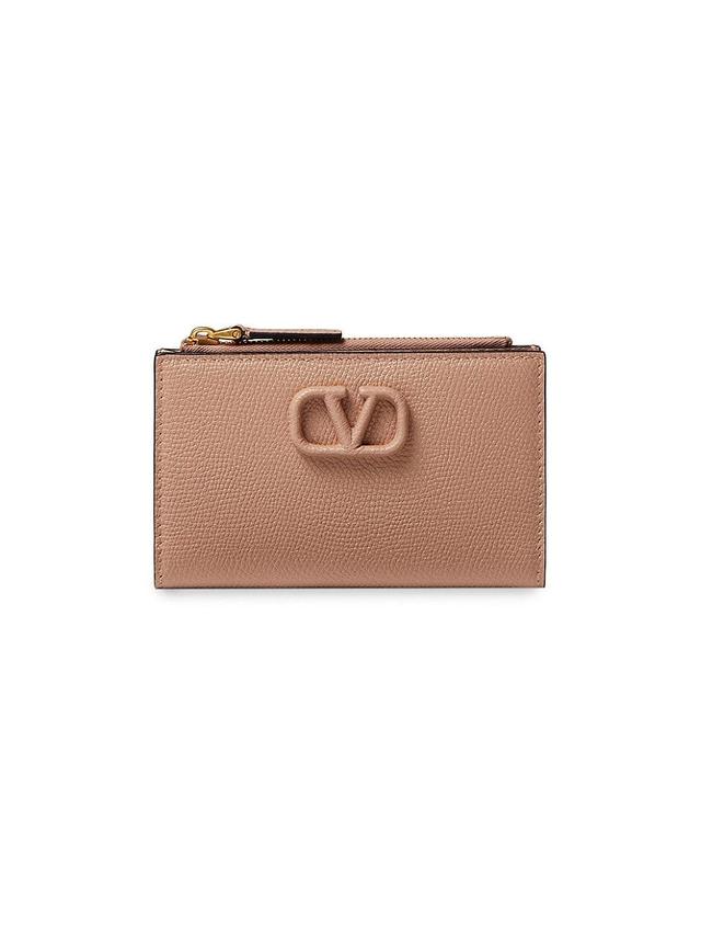 Womens Vlogo Signature Grainy Calfskin Cardholder Wth Zipper Product Image