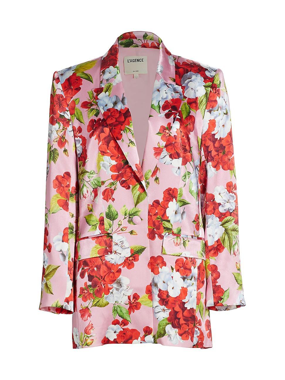 Womens Gwyneth Floral Satin Relaxed Blazer Product Image