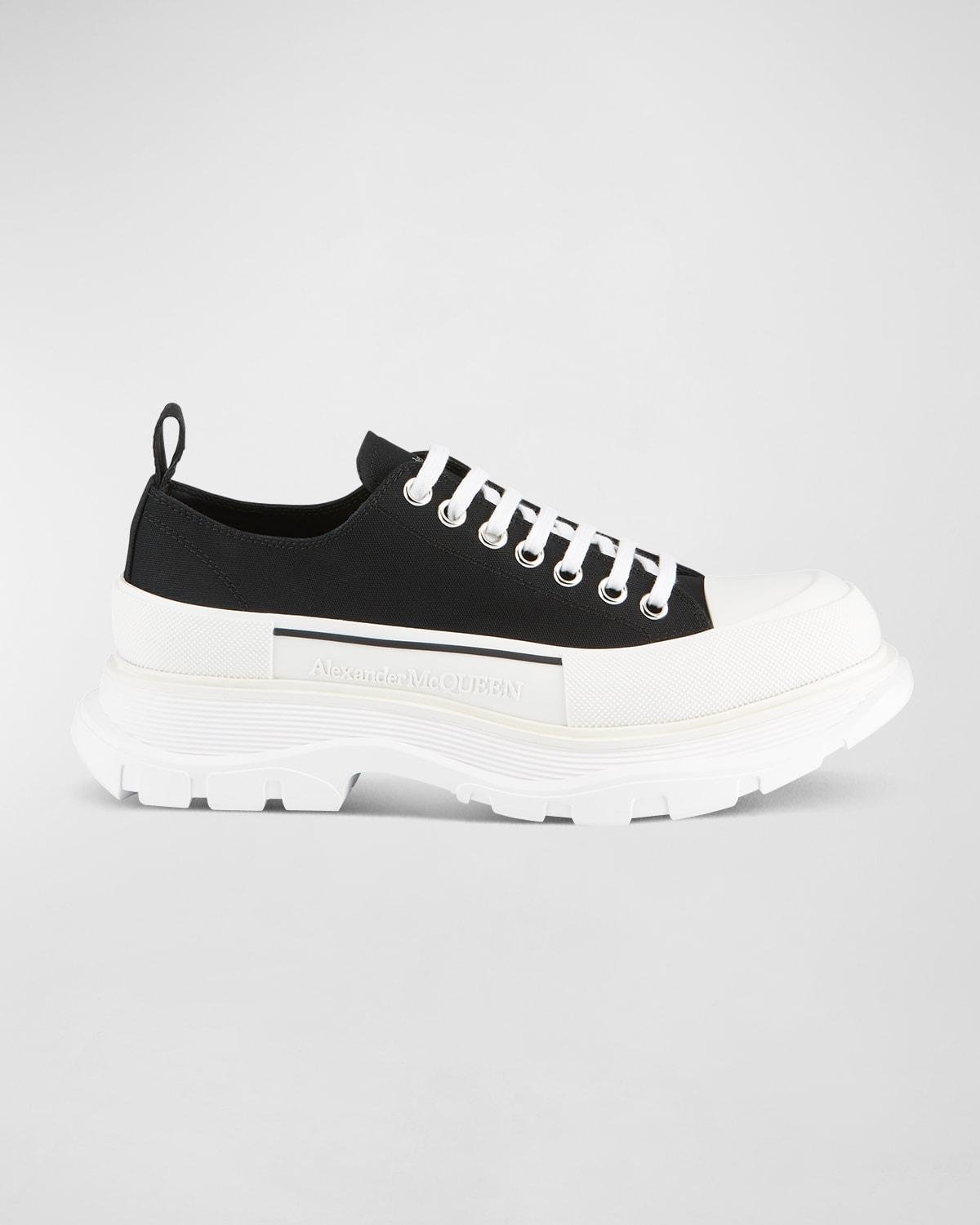 Alexander McQueen Men's Tread Slick Two-Tone Fabric Sneakers - Size: 40 EU (7D US) - BLACK/WHITE Product Image