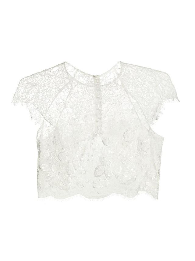 Womens Embroidered Lace Short-Sleeve Top Product Image