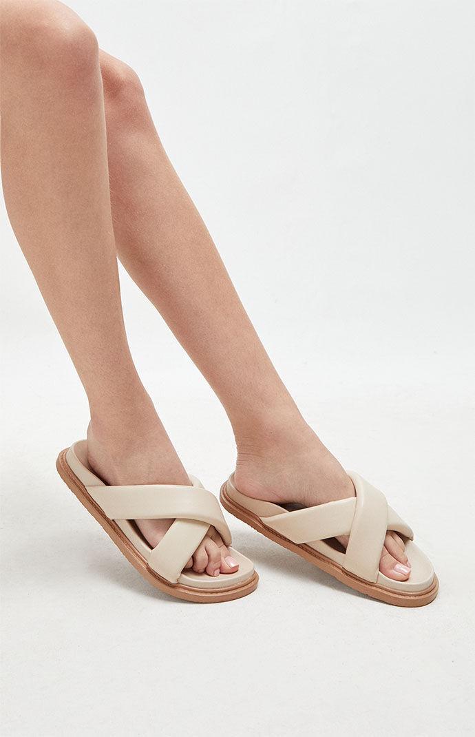 Womens Crisscross Faux Leather Slide Sandals Product Image