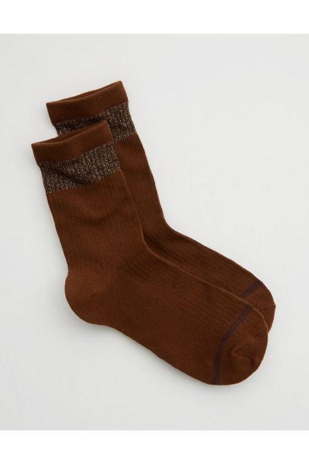 Aerie Metallic Wide Stripe Crew Socks Women's Product Image