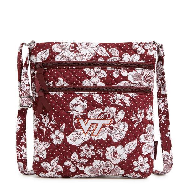 Collegiate Triple Zip Hipster Crossbody Bag Maroon/White Rain Garden with Virginia Tech Logo Product Image