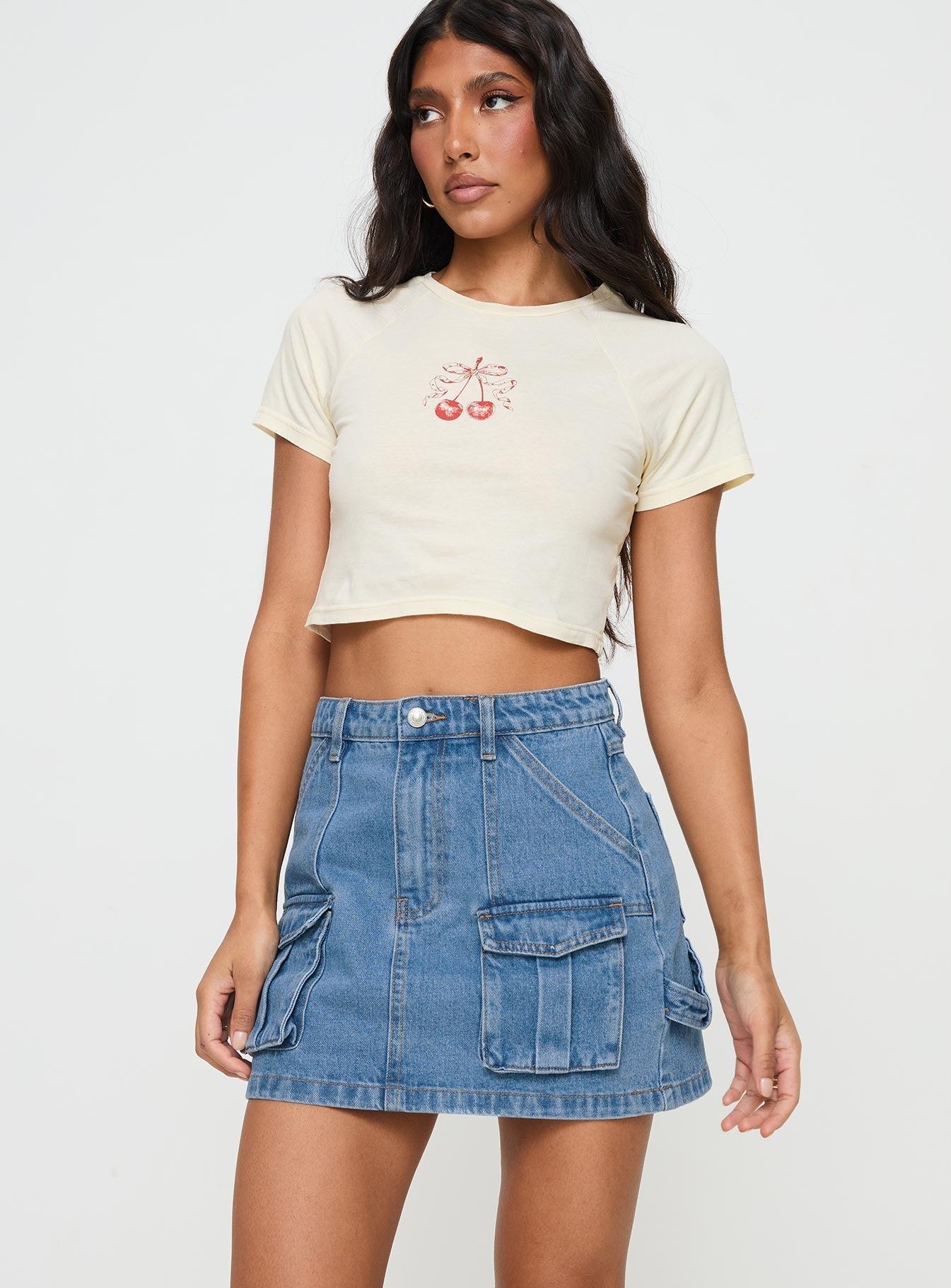 Chillders Denim Mini Skirt Mid Wash Product Image