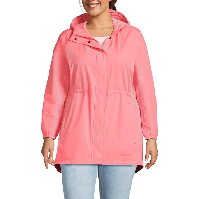 Lands' End Women's Plus Size Waterproof Hooded Packable Raincoat - 3X - Carmine Coral Product Image