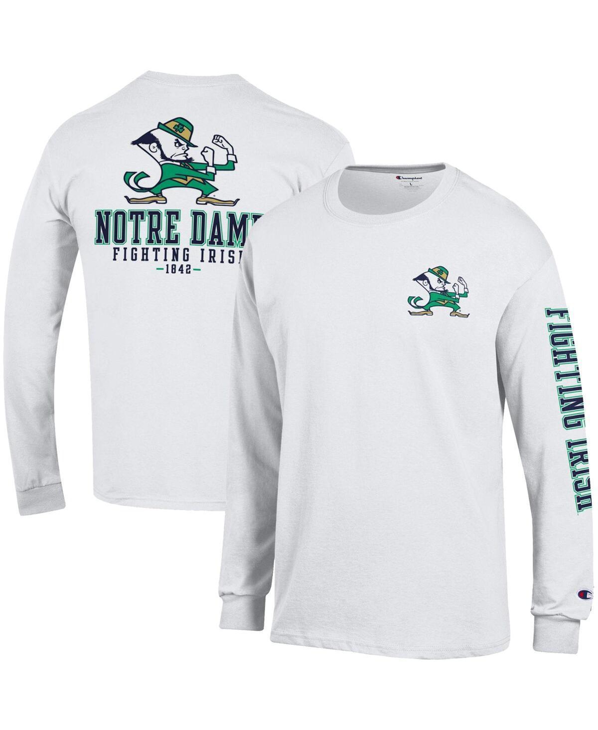 Mens Champion White Notre Dame Fighting Irish Team Stack 3-Hit Long Sleeve T-shirt Product Image