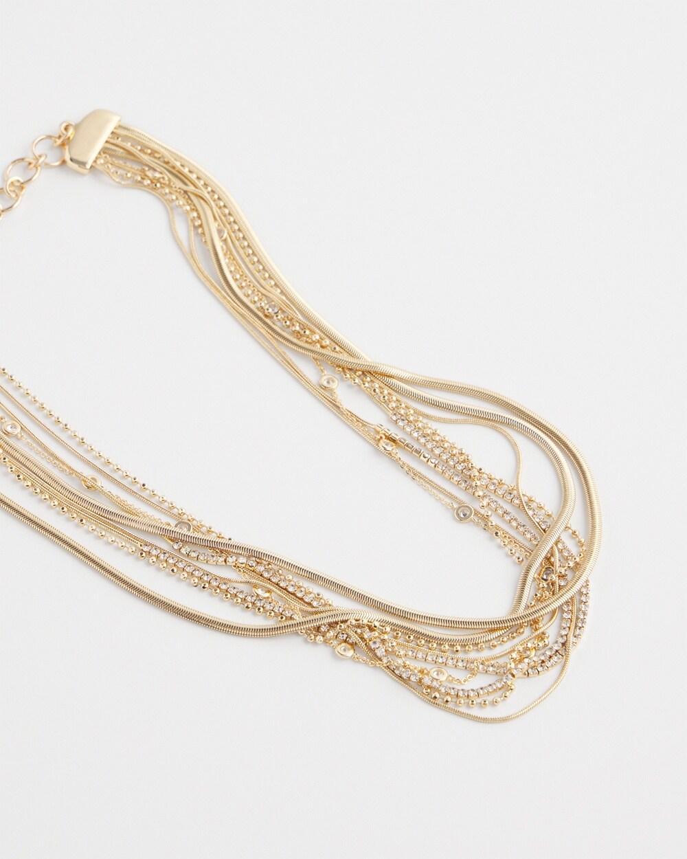 Gold Tone Multi Strand Collar Necklace Product Image