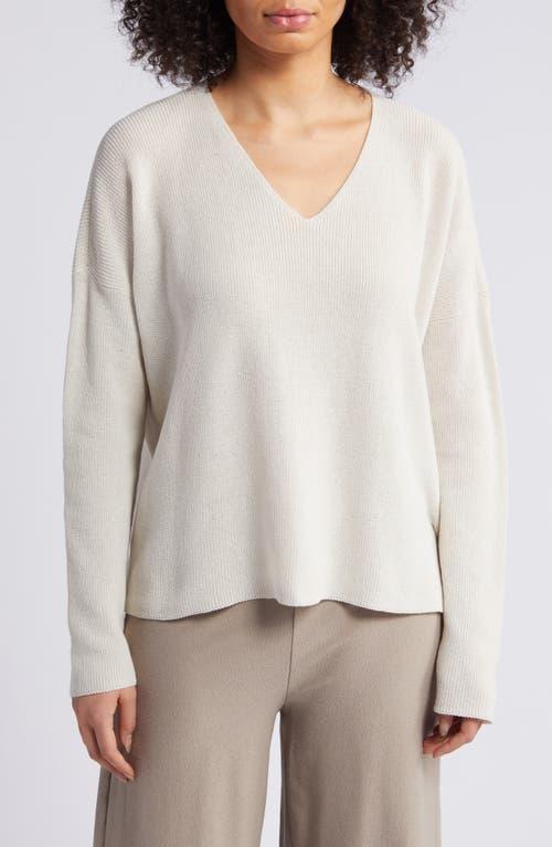 Womens V-Neck Cotton Sweater Product Image