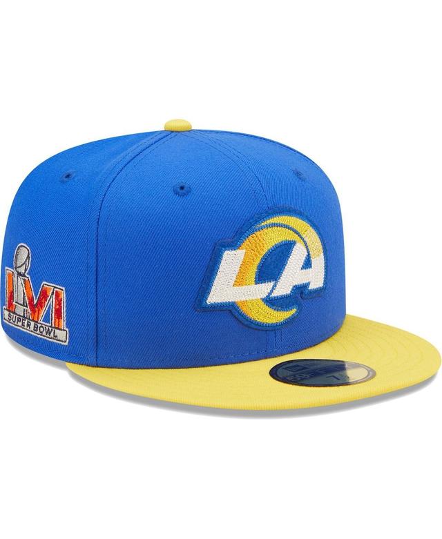 Mens New Era Royal/Gold Los Angeles Rams Super Bowl LVI Letterman 59FIFTY Fitted Hat Product Image