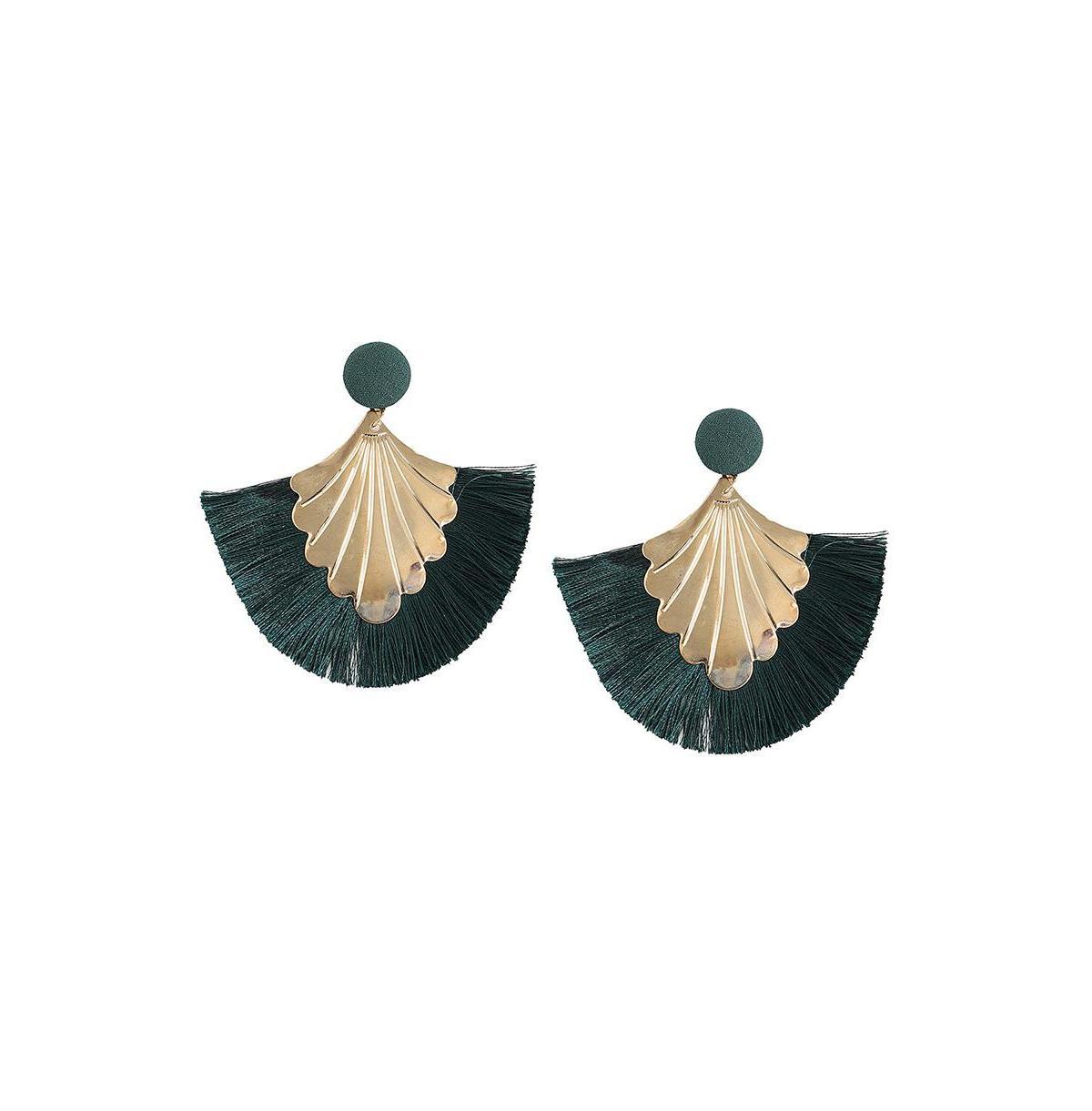 Sohi Womens Gold Tassel Drop Earrings Product Image