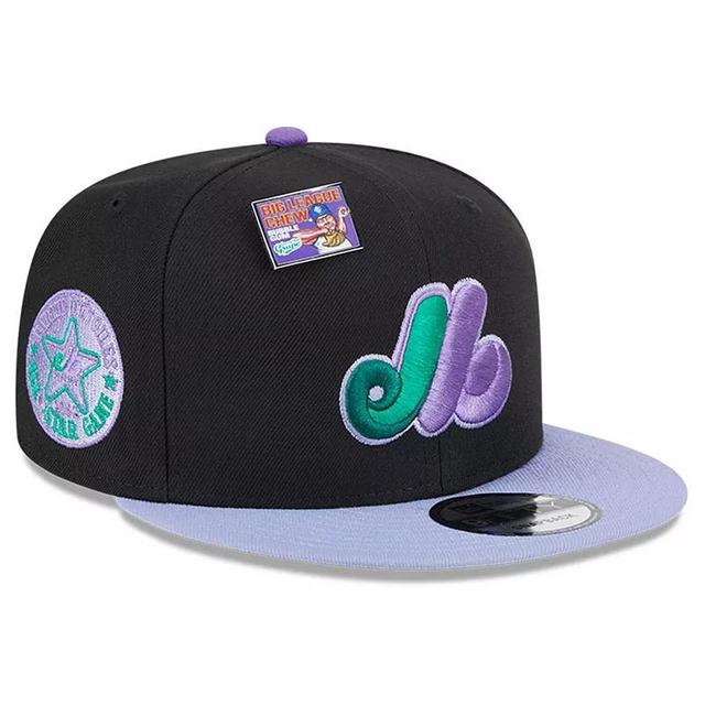 Mens New Era Black/Purple Montreal Expos Grape Big League Chew Flavor Pack 9FIFTY Snapback Hat Product Image