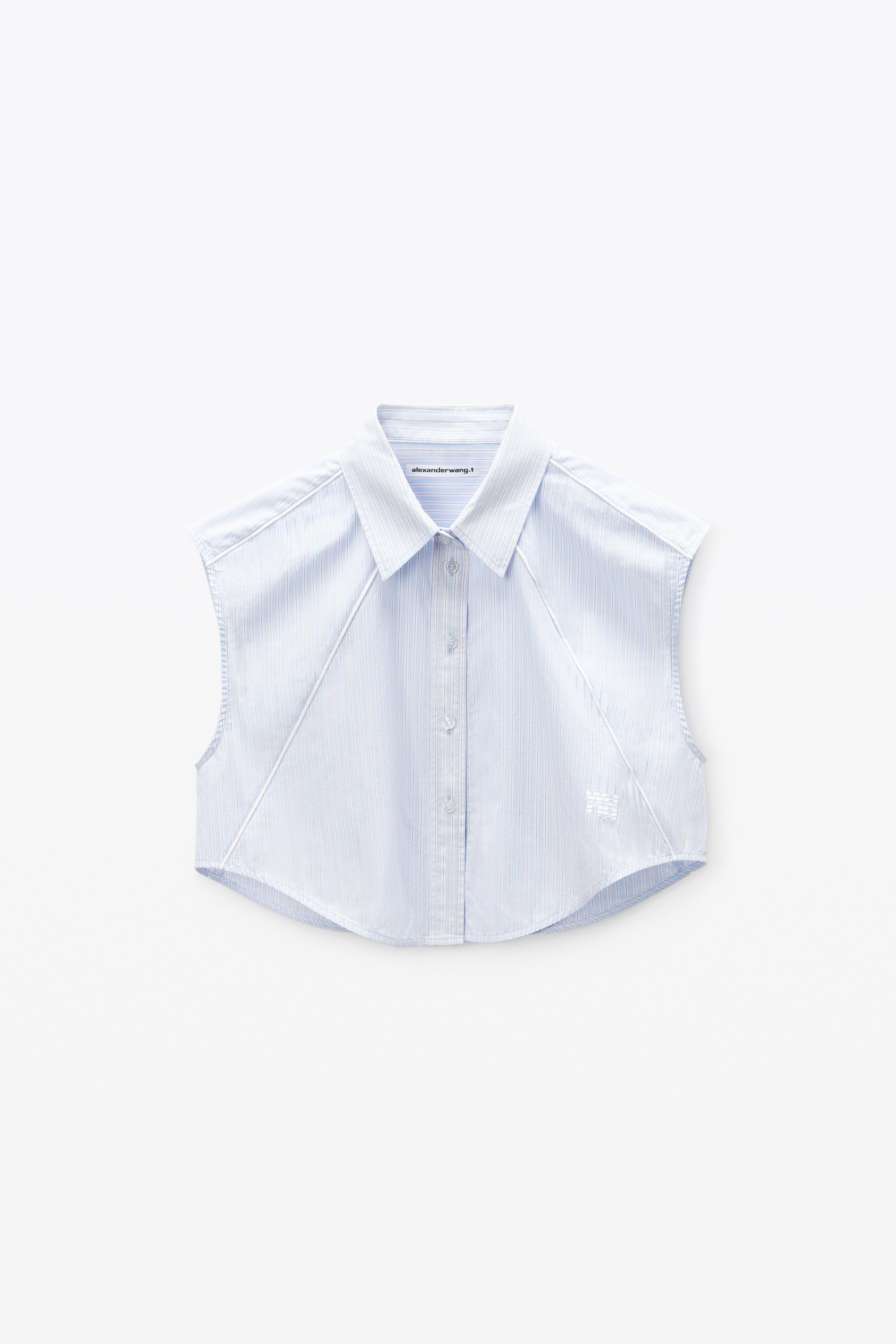 Cropped Sleeveless Button-up Shirt In Cotton Product Image