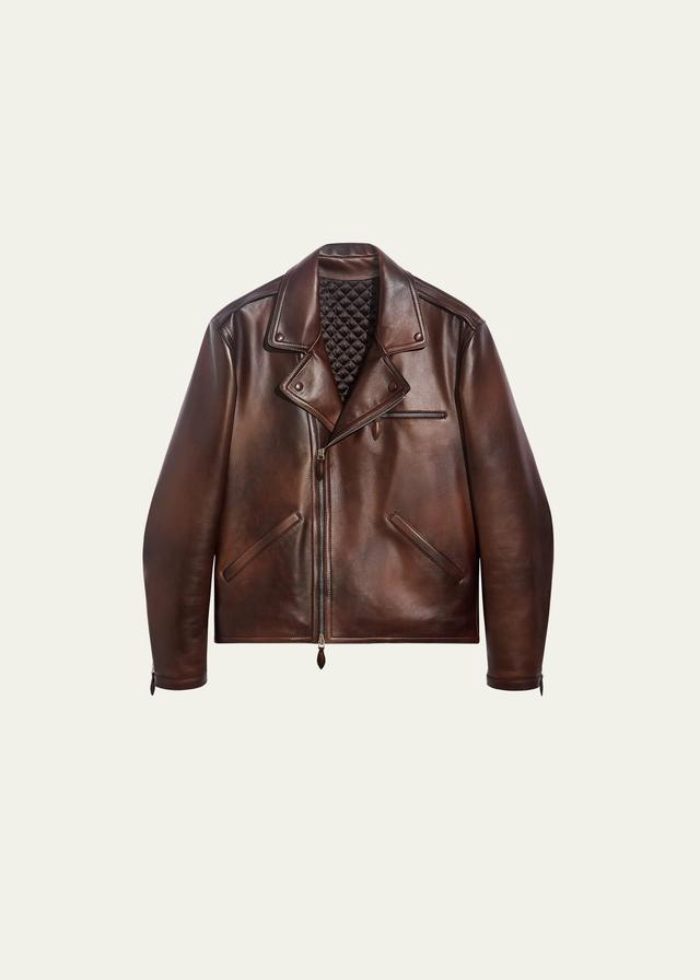 Mens Leather Moto Jacket Product Image