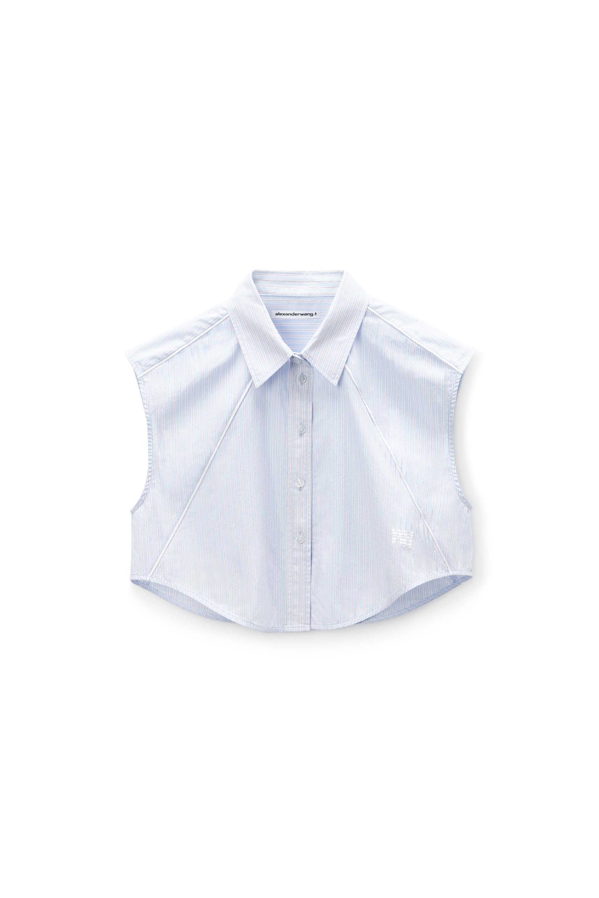 Cropped Sleeveless Button-up Shirt In Cotton Product Image