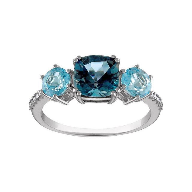 Tiara Sterling Silver Blue Topaz & Diamond Accent Ring, Womens Product Image