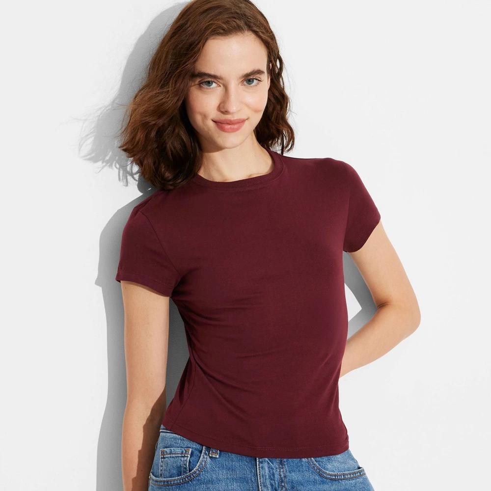 Womens Short Sleeve T-Shirt - Wild Fable Dark Red Product Image