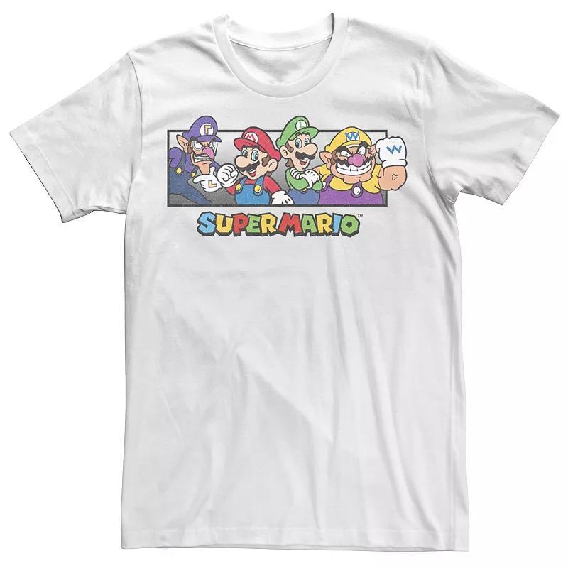 Mens Super Mario Bros. Character Collage Portrait Graphic Tee Athletic Grey Product Image