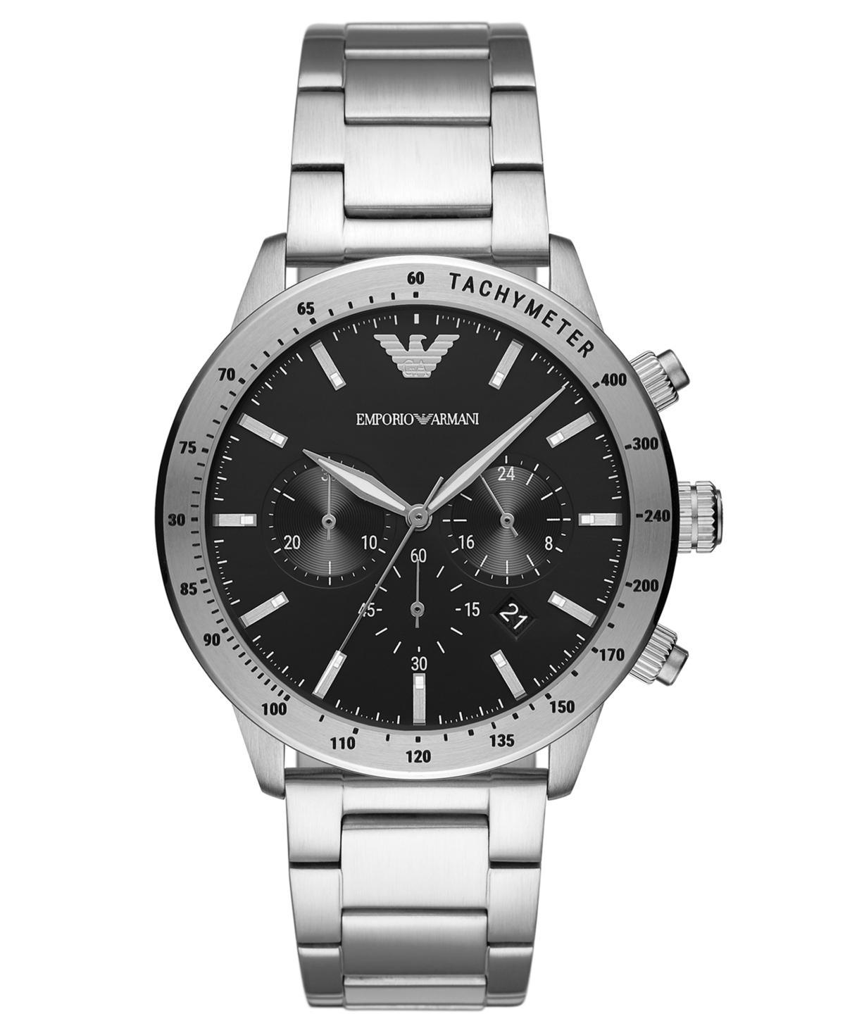 Emporio Armani Mens Chronograph Stainless Steel Bracelet Watch 43mm - Stainless Steel Product Image