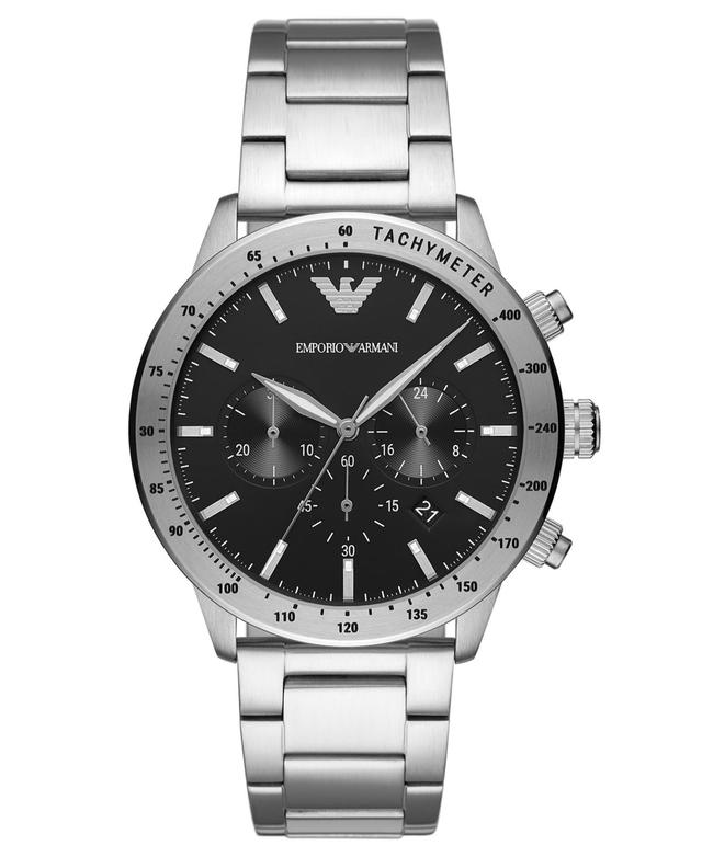 Emporio Armani Mens Chronograph Stainless Steel Bracelet Watch 43mm - Stainless Steel Product Image