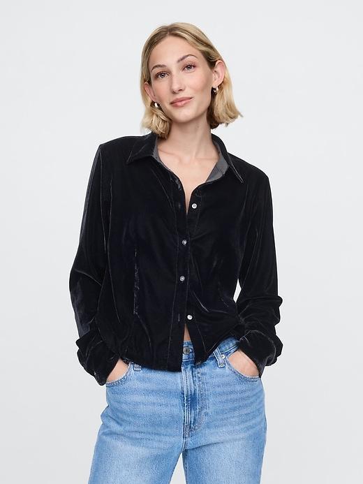 Cropped Velvet Shirt Product Image