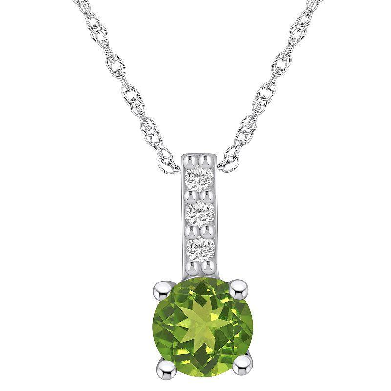 Alyson Layne 14k White Gold Round Peridot & Diamond Accent Pendant Necklace, Womens Green Product Image