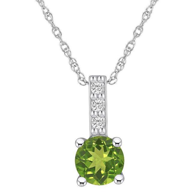 Alyson Layne 14k White Gold Round Peridot & Diamond Accent Pendant Necklace, Womens Product Image