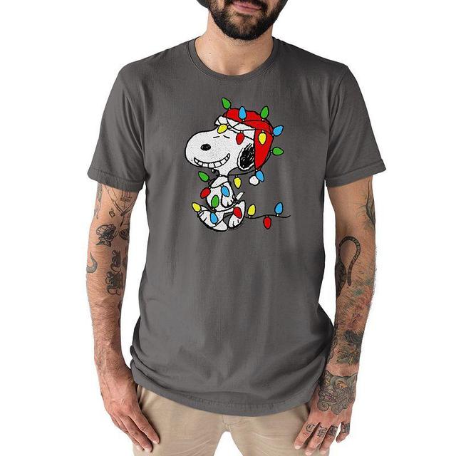 Mens Peanuts Snoopy Lights Tee Grey Product Image