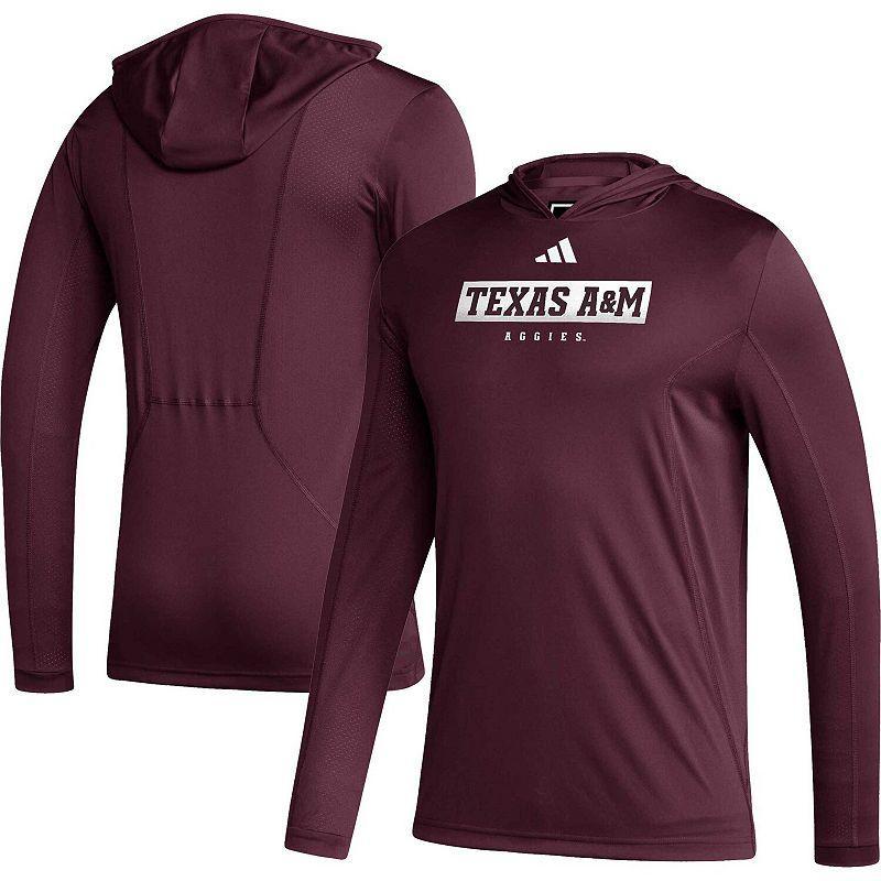 Mens adidas Maroon Texas A&M Aggies Sideline AEROREADY Hooded Long Sleeve T-Shirt Product Image