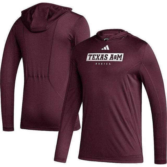 Mens adidas Maroon Texas A&M Aggies Sideline Aeroready Hooded Long Sleeve T-shirt Product Image