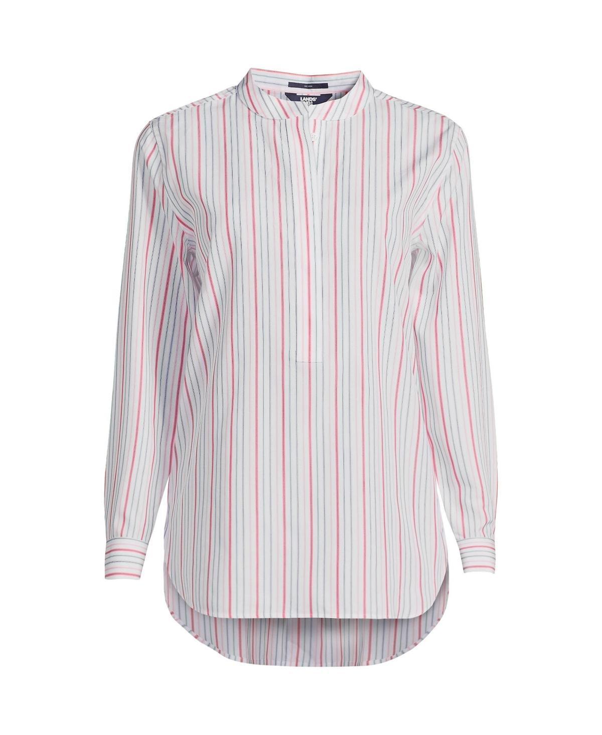 Womens Lands End No Iron Long Sleeve Banded Collar Popover Shirt Product Image