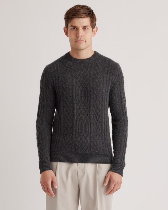 Mens Mongolian Cashmere Cable Crewneck Sweater in Charcoal, Size Large by Quince Product Image