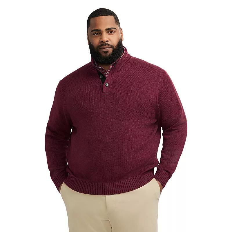 Big & Tall IZOD Marled Button-Mock Sweater, Mens Velvet Red Product Image