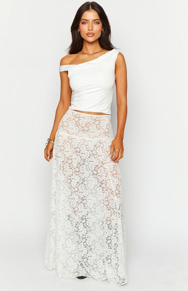 Calypso White Lace Maxi Skirt Product Image