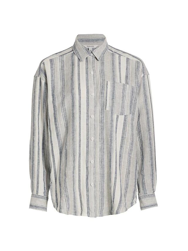 Womens Bowen Striped Linen-Blend Shirt Product Image