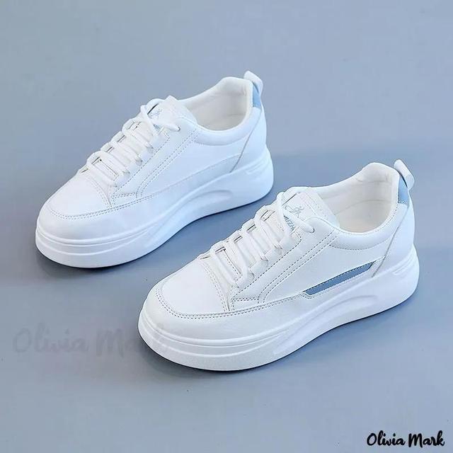 Olivia Mark – Low Top Casual Sport Shoes with Increase Height Leather Upper for Fall Product Image