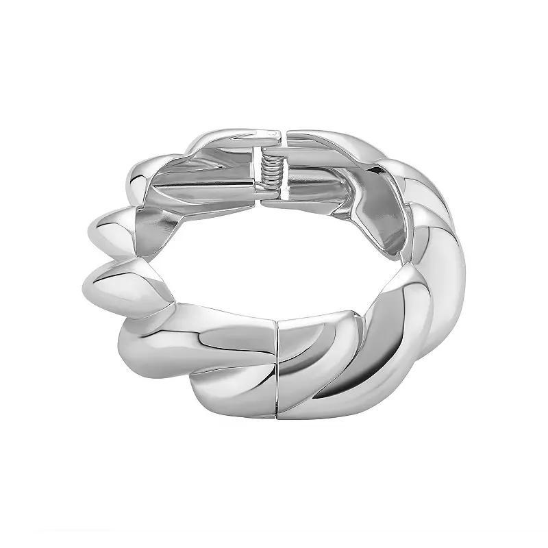 Emberly Polished Twisted Chunky Bangle Bracelet, Womens, Gray Product Image