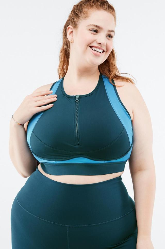 Fabletics Blare Zip Front High Impact Sports Bra Womens blue plus Size 4X Product Image