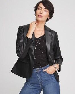 Faux Leather Peplum Blazer Product Image