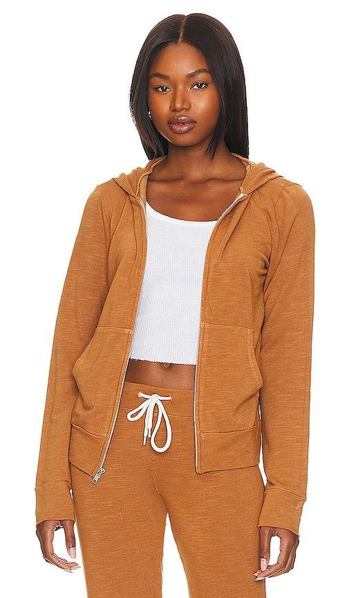 MONROW Zip Up Hoody in Rust. Size S. Product Image