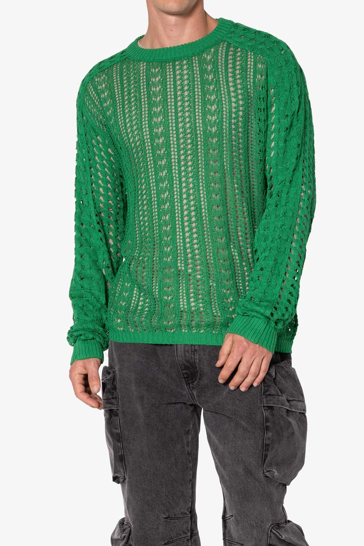 Crochet Knit Sweater - Green Product Image