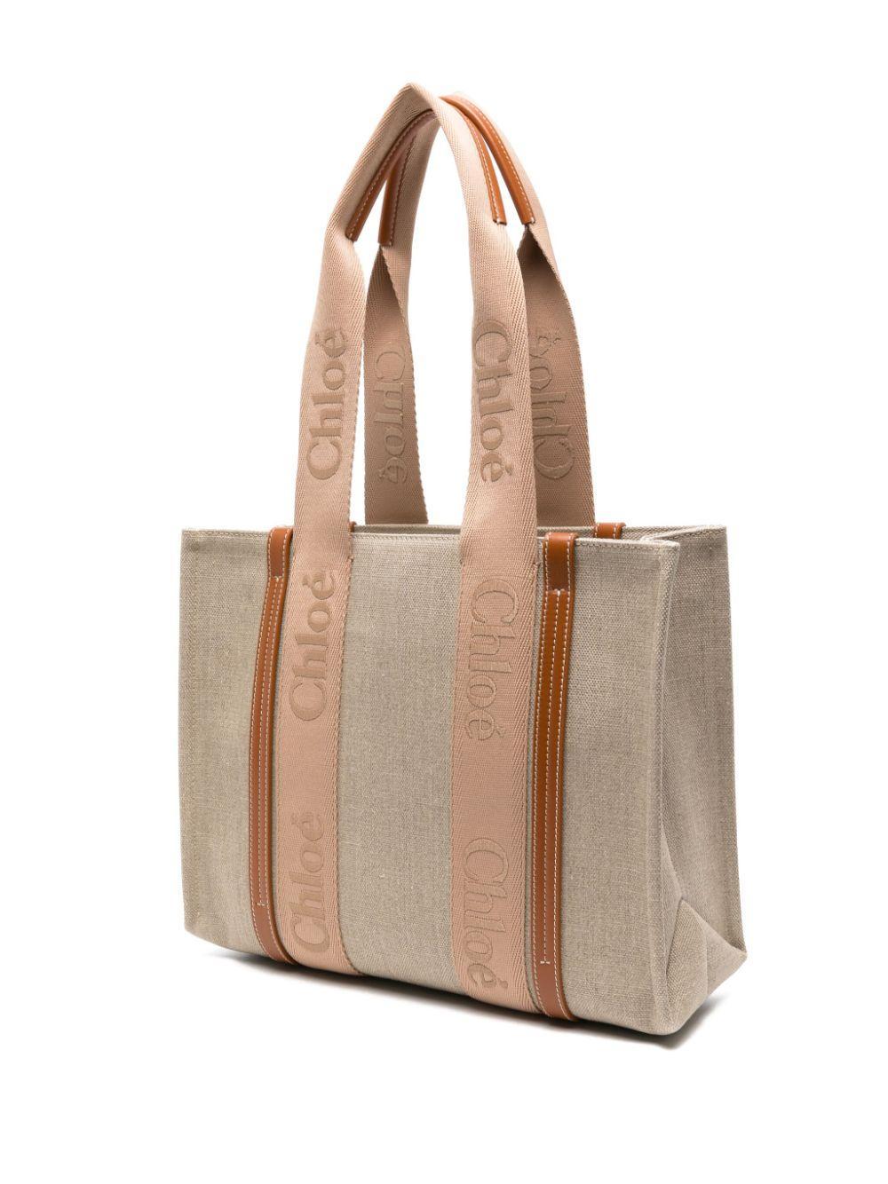 Medium Woody Tote Bag In White Brown Product Image