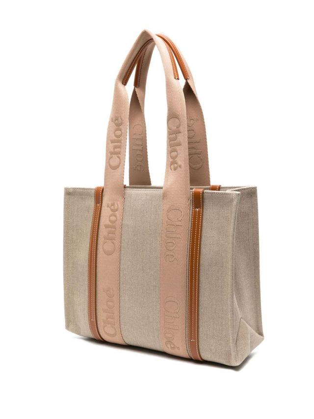 Medium Woody Tote Bag In White Brown Product Image