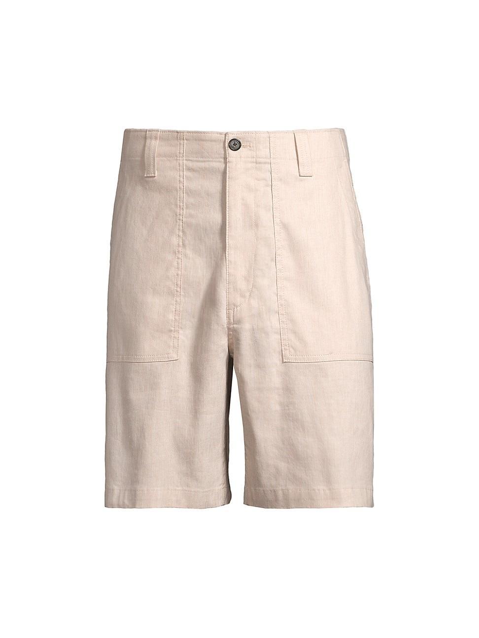 Mens Linen & Cotton-Blend Flat-Front Shorts Product Image