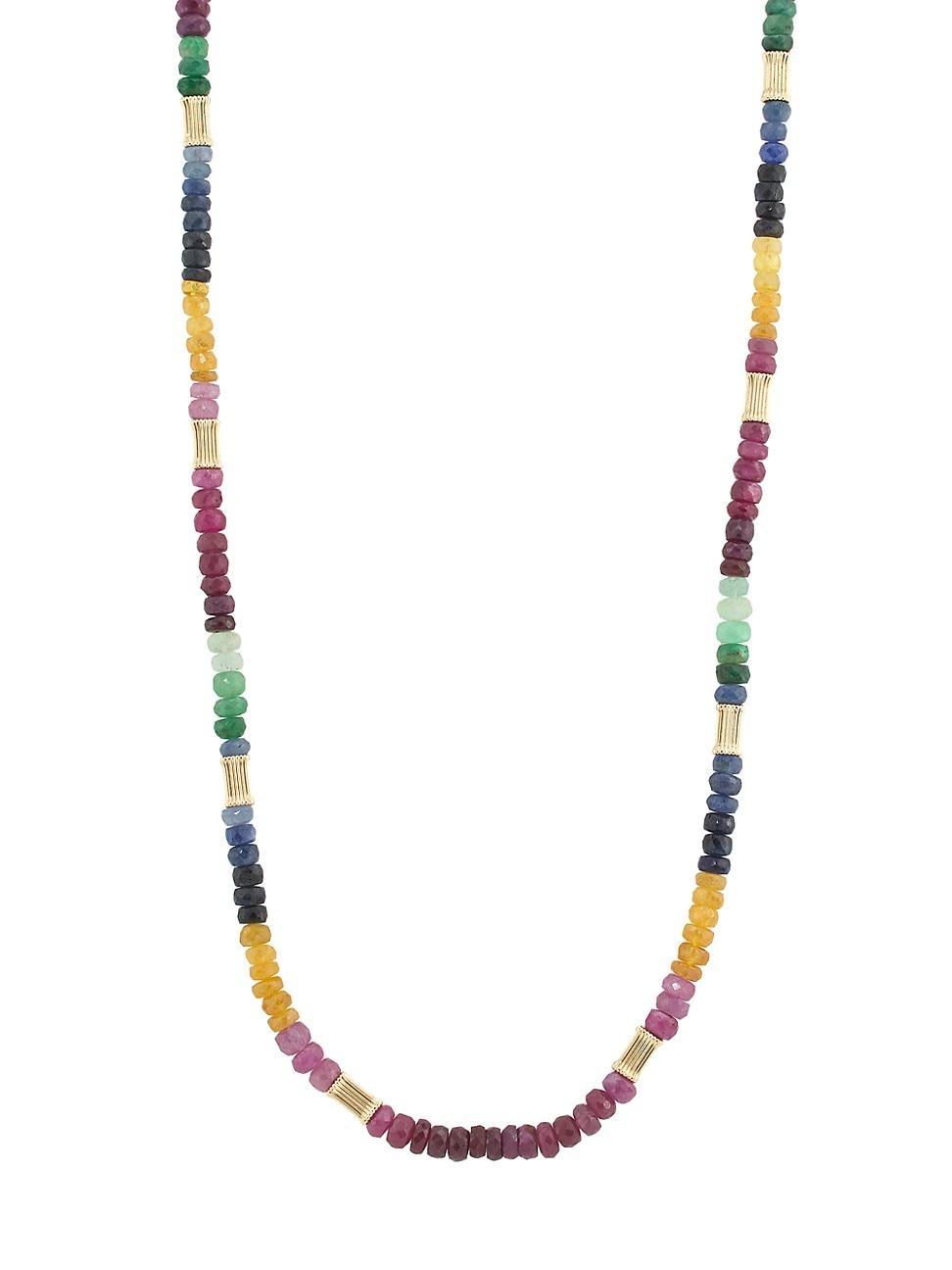 Womens Arizona 14K Yellow Gold & Multicolored Sapphire Beaded Necklace Product Image